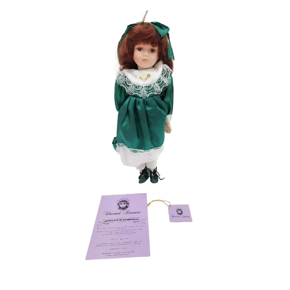 Classical Treasures Porcelain Doll Green Dress COA Stand 12